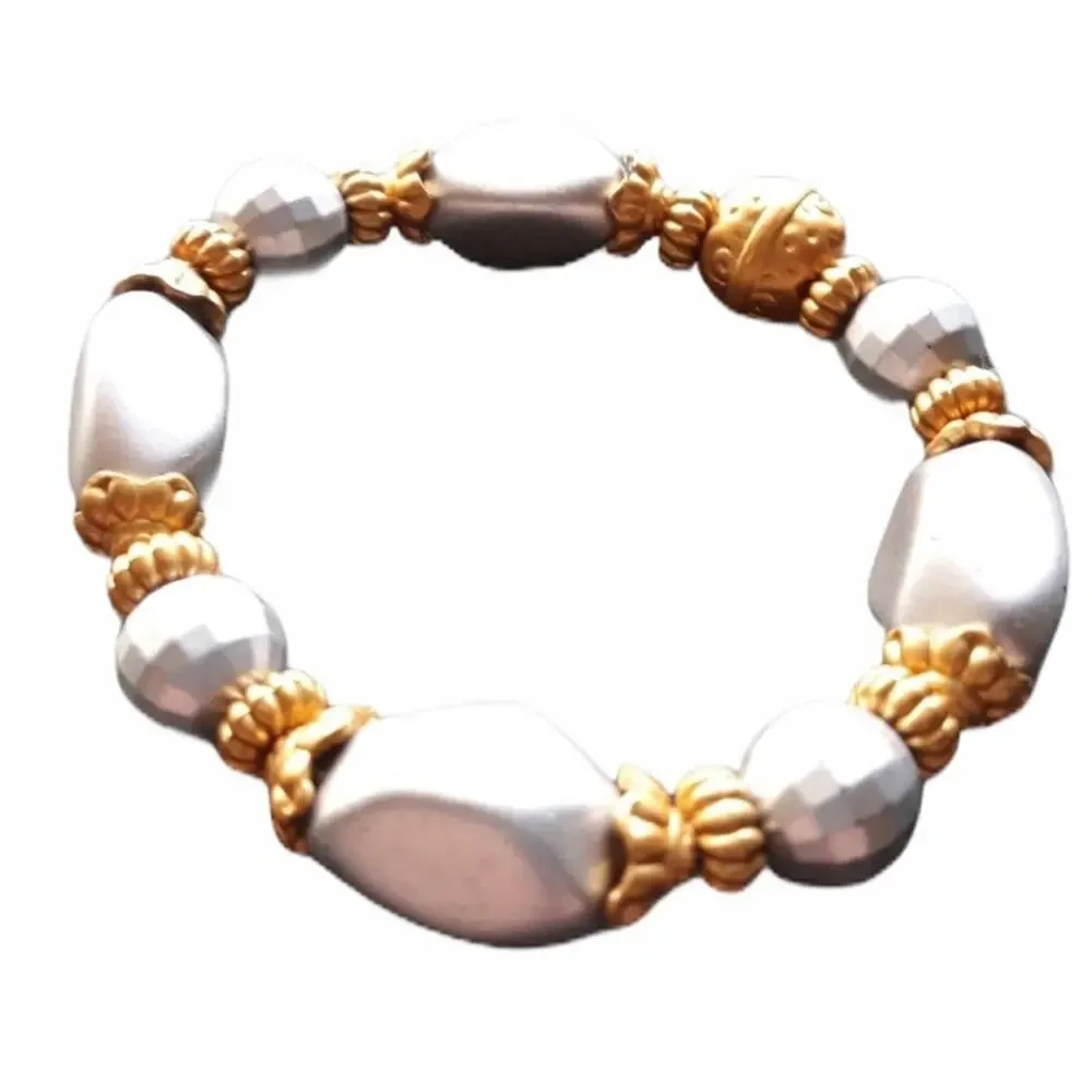 Stretch Bracelet Gold & Silver Disco Ball Beads